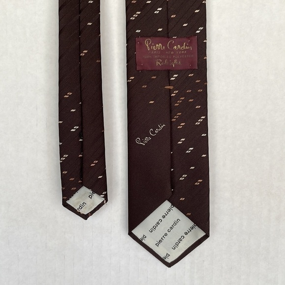 PIERRE Cardin Tie Mens Brown Tan Cream 3" - Picture 2 of 5